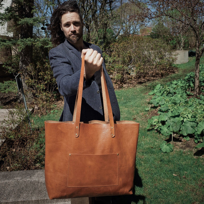 Premium honey brown leather shopper perfect for gifting
