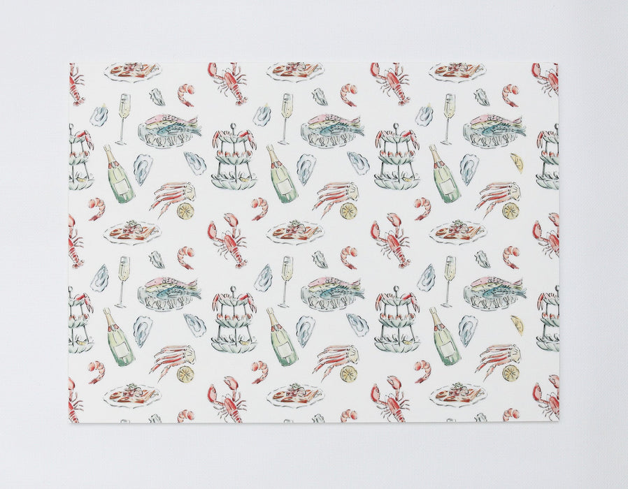 Napperon de vinyle - fruits de mer et champagne - seafood & champagne
