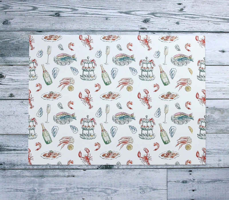 Napperon de vinyle - fruits de mer et champagne - seafood & champagne