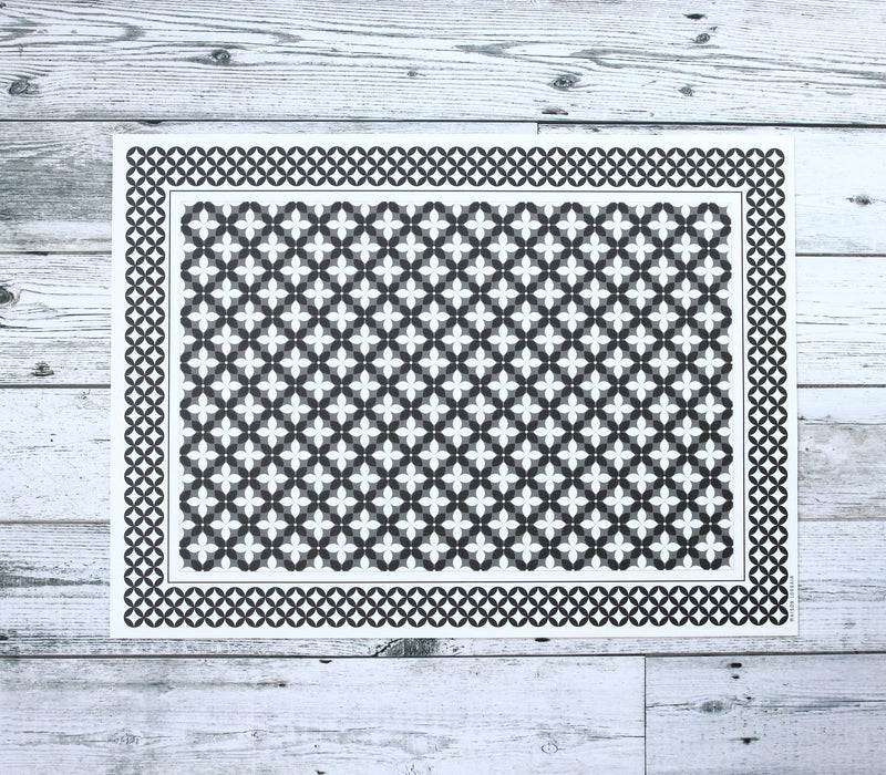 Napperon de vinyle - petite fleur gris - small flower grey