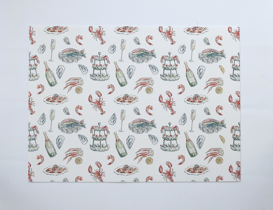 Napperon de vinyle - fruits de mer et champagne - seafood & champagne
