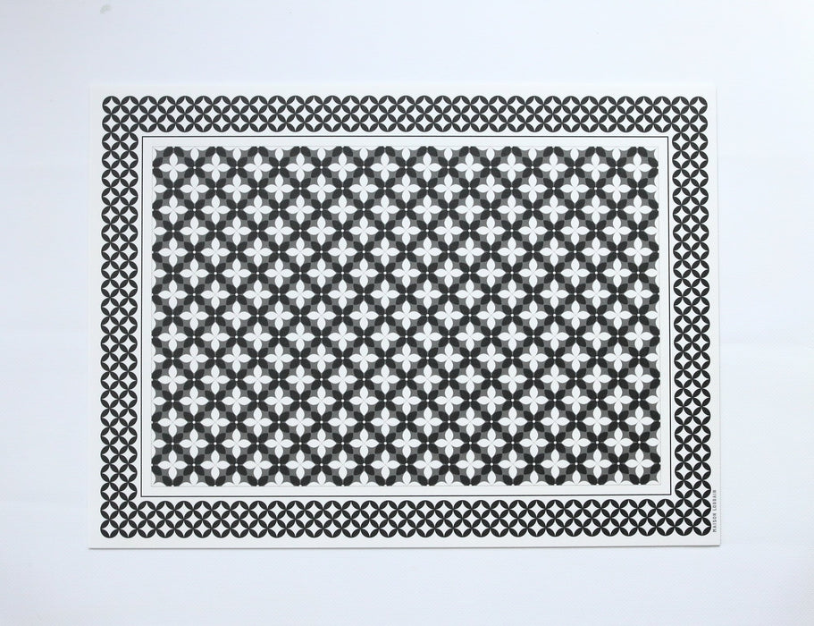 Napperon de vinyle - petite fleur gris - small flower grey