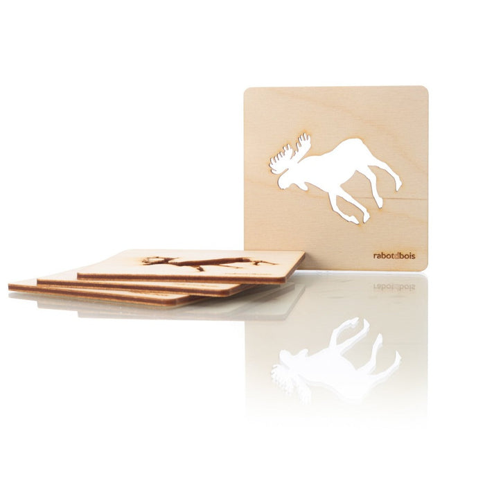 Sous-verre en bois avec motif animaux