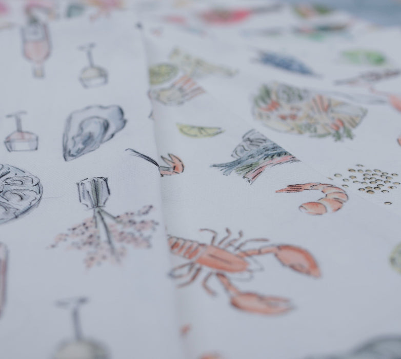 "fruits de mer et champagne - seafood and champagne" - linge de maison / kitchen linen