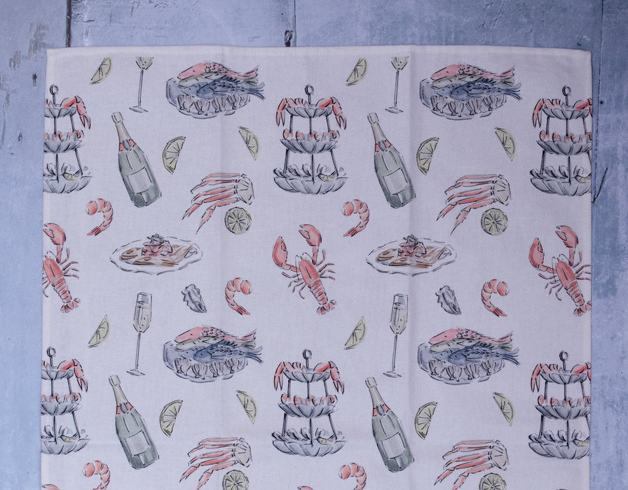 "fruits de mer et champagne - seafood and champagne" - linge de maison / kitchen linen