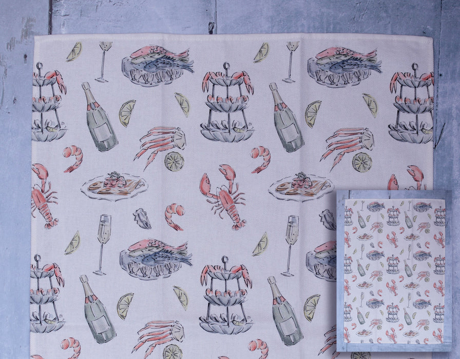 "fruits de mer et champagne - seafood and champagne" - linge de maison / kitchen linen
