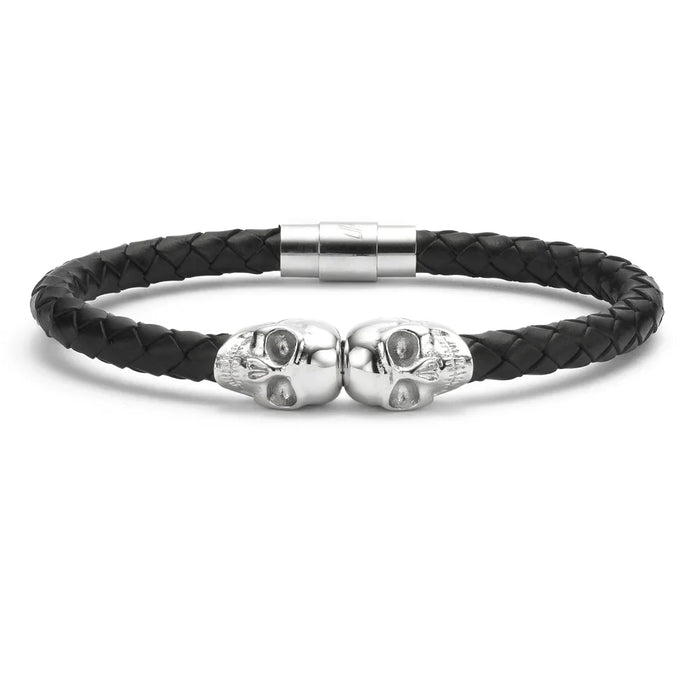 Bracelet double tête de mort en cuir (copie)