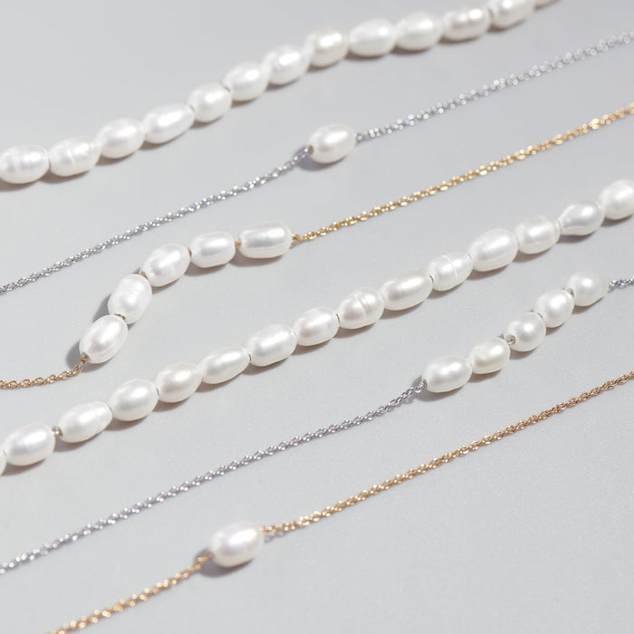 Stainless steel real freshwater pearls anklets chaîne cheville vraies perles eau douce acier inoxydable MIAJWL