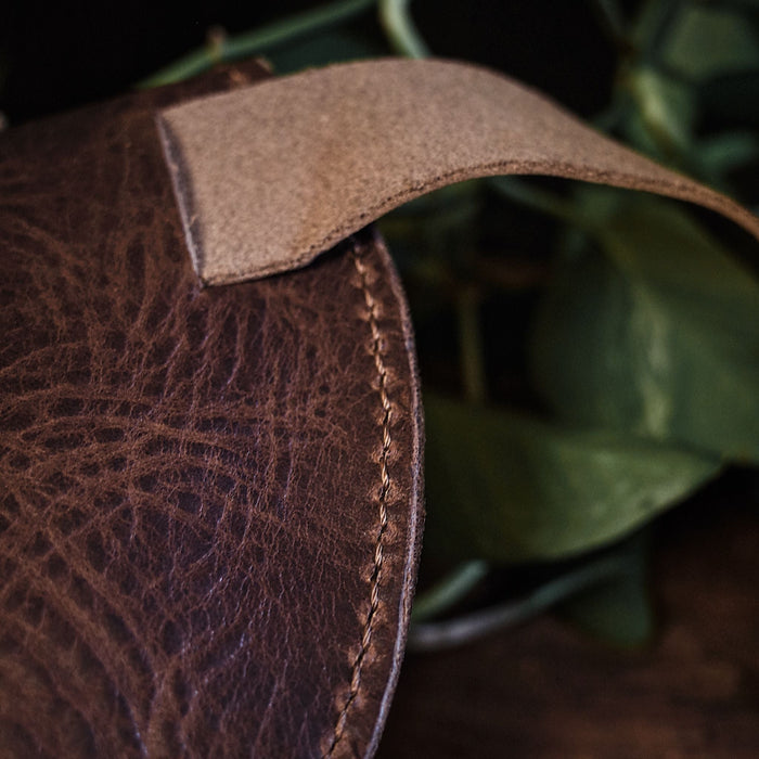 Premium mocha leather fanny pack for casual and party wear
