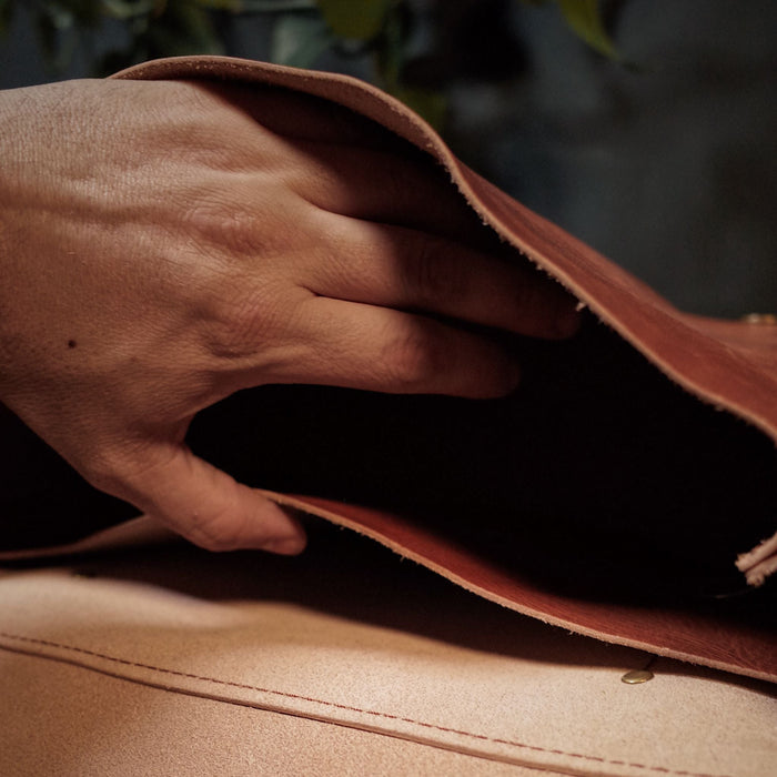 Soft and durable caramel leather bag for daily use

