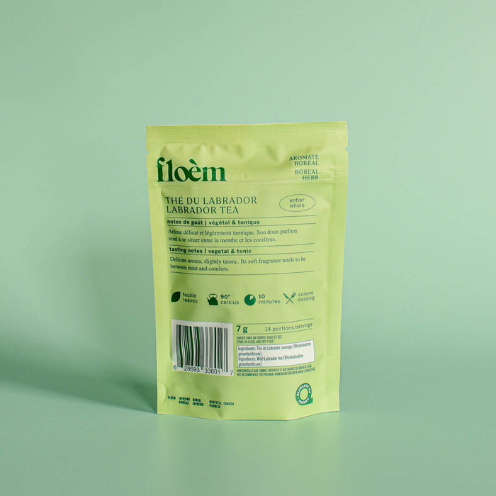 Derrière du sac de feuilles de thé du Labrador