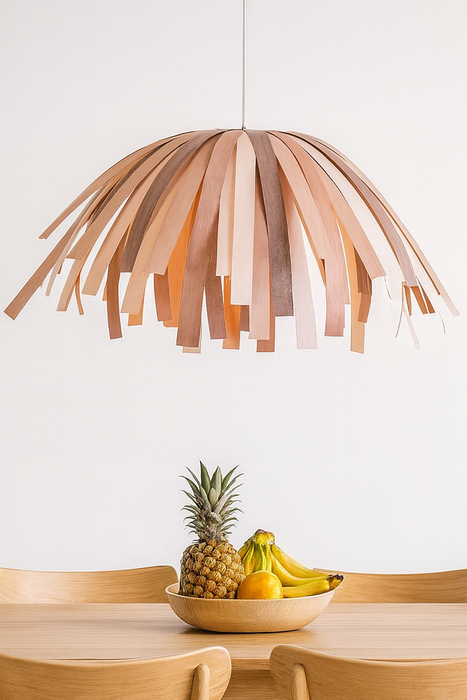 Lampe tina tricolore cheveux mi-longs / merisier rouge, blanc et noyer