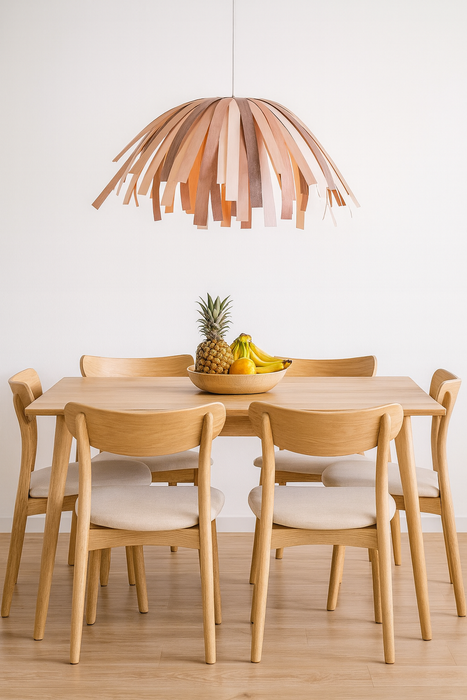 Lampe tina tricolore cheveux mi-longs / merisier rouge, blanc et noyer