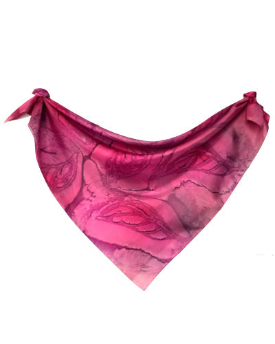Foulard carré de soie La vie en rose - Soierie Huo