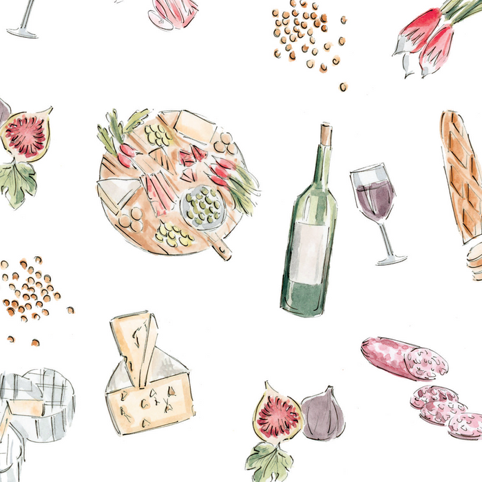 Vin, fromage et charcuterie /  wine, cheese and charcuterie - napperons de papier / paper placemats