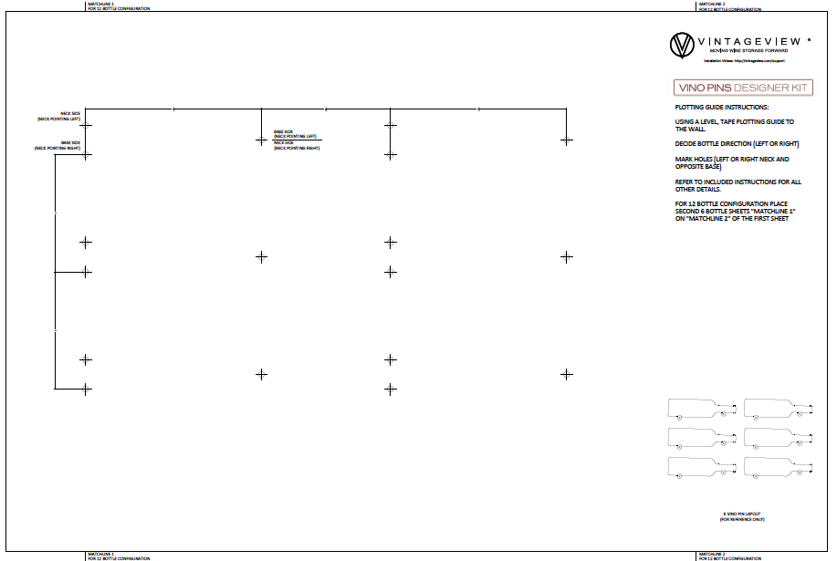 Kit vino pins designer: support présentoir mural pour 6 bouteilles de vin