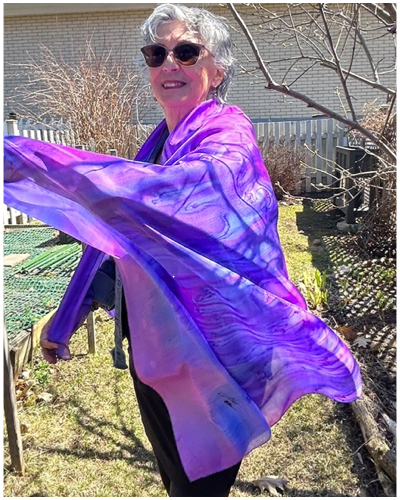 Paréo de soie Ondulation violet - Soierie Huo