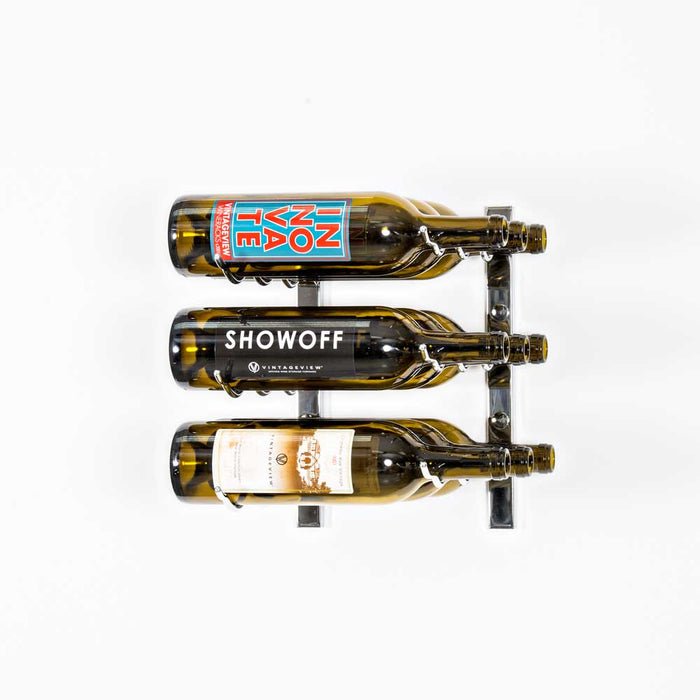 Série w1 support à bouteilles mural en métal de 30,5cm. 12 pouces (3 à 9 bouteilles)