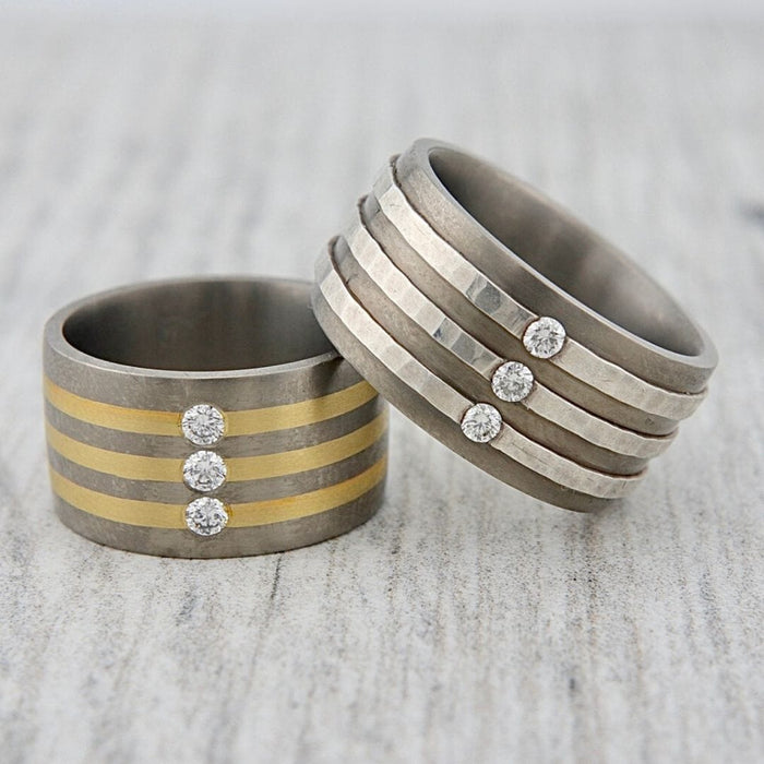 Christine Dwane Bague en or argent, titane et diamants