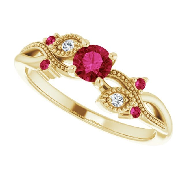 - Bagues Bague Enchanteresse en or 14K, diamants et rubis