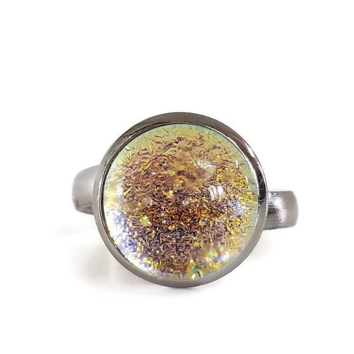 Bague orange transparent, verre fusion