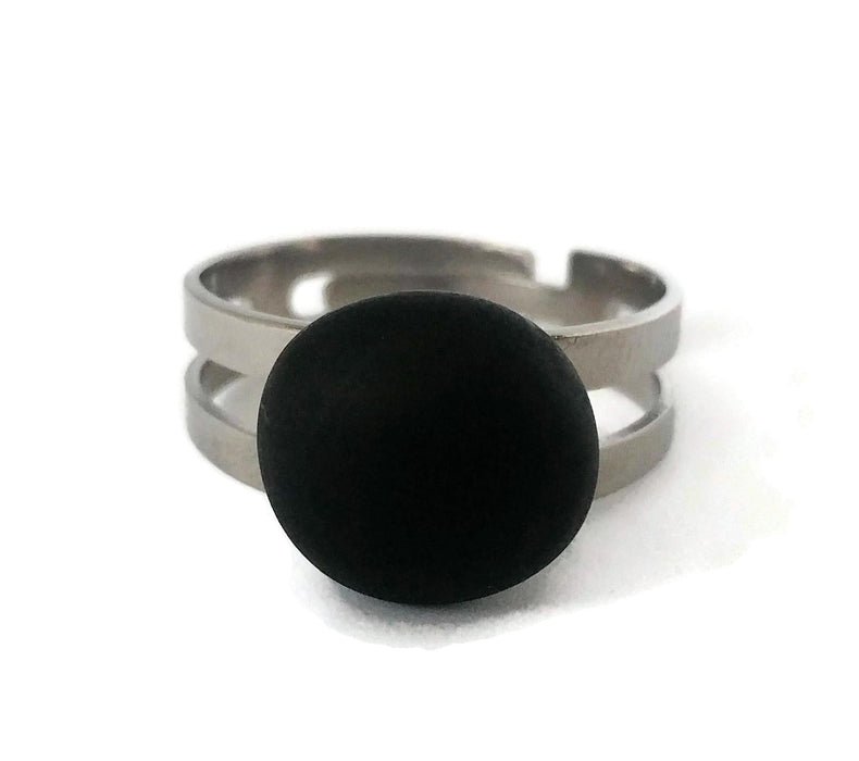 Bague régulière, noir mat en verre recyclé