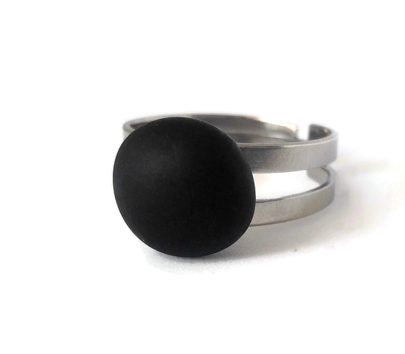 Bague régulière, noir mat en verre recyclé