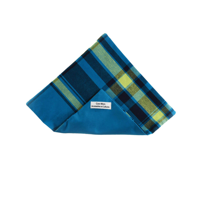 Noeud papillon et mouchoir de poche - bleu madras