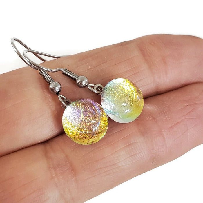 Boucles d'oreille orange transparent, pendantes en verre fusion - Bijoux Le fil d'Ariane