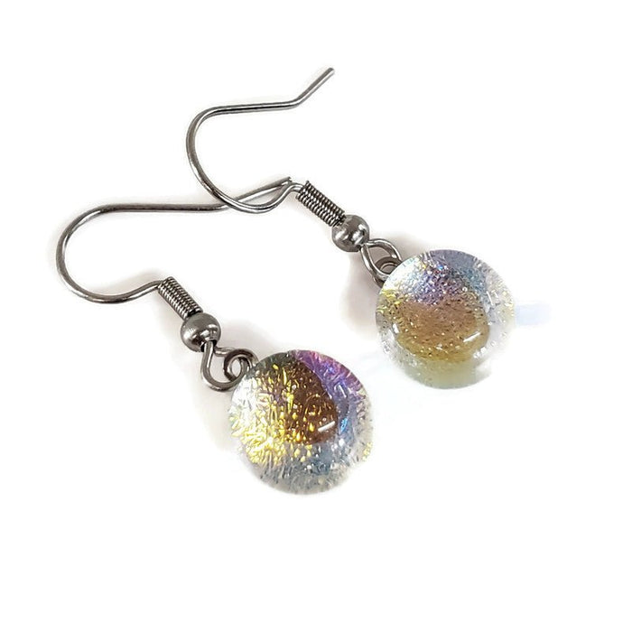 Boucles d'oreille orange transparent, pendantes en verre fusion - Bijoux Le fil d'Ariane