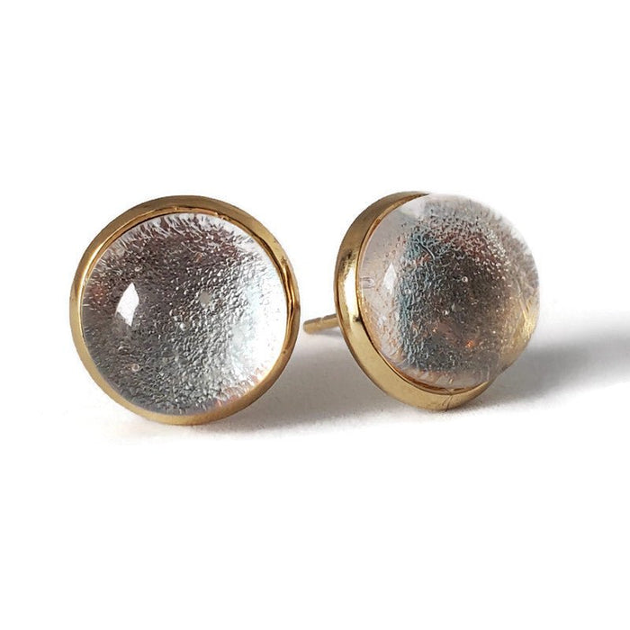 Boucles d'oreilles dorées, argent transparent