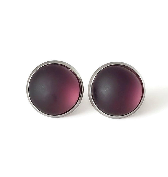Boucles d'oreilles cabochon solstice (mauve) - mat ou lustré - Bijoux Le fil d'Ariane