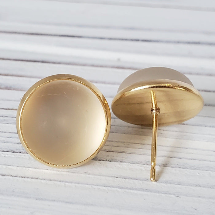 Boucles d'oreilles cabochons white russian - mat seulement - Bijoux Le fil d'Ariane