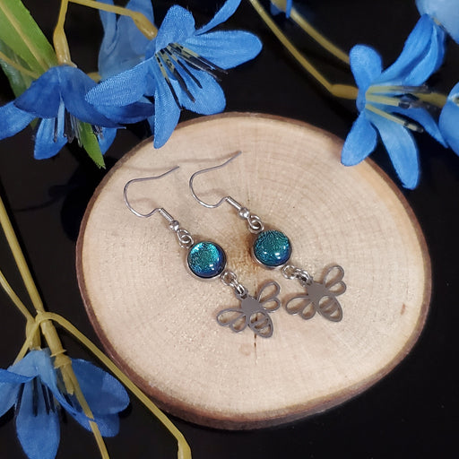 Boucles d'oreilles pendantes abeilles simples - Bijoux Le fil d'Ariane