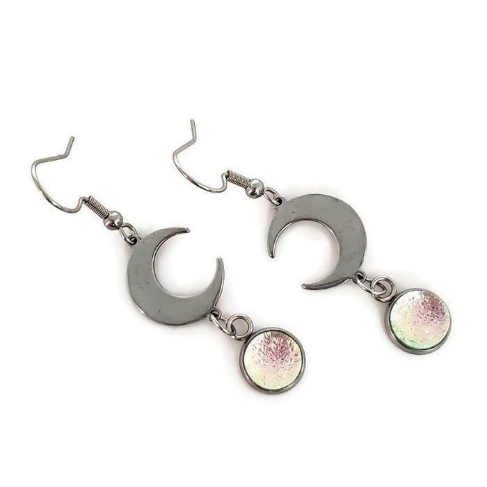 Boucles d'oreilles pendantes lune - Bijoux Le fil d'Ariane