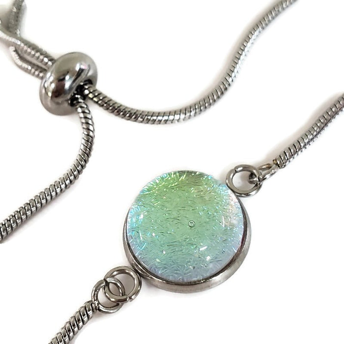 Bracelet ajustable vert-doré transparent