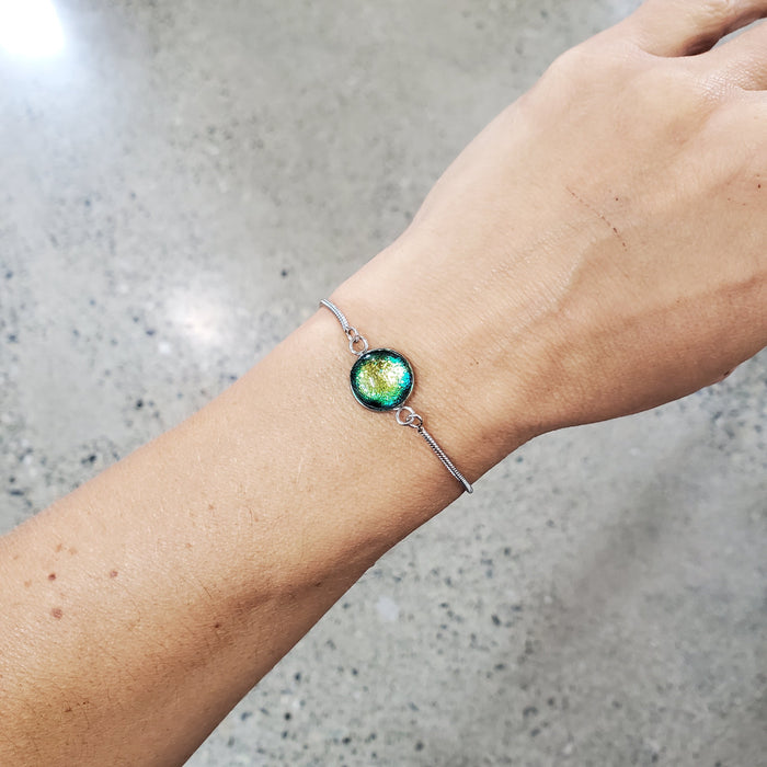 Bracelet ajustable vert-doré transparent