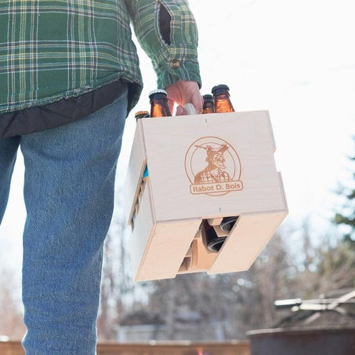 Caisson en bois pour six bouteilles de bieres