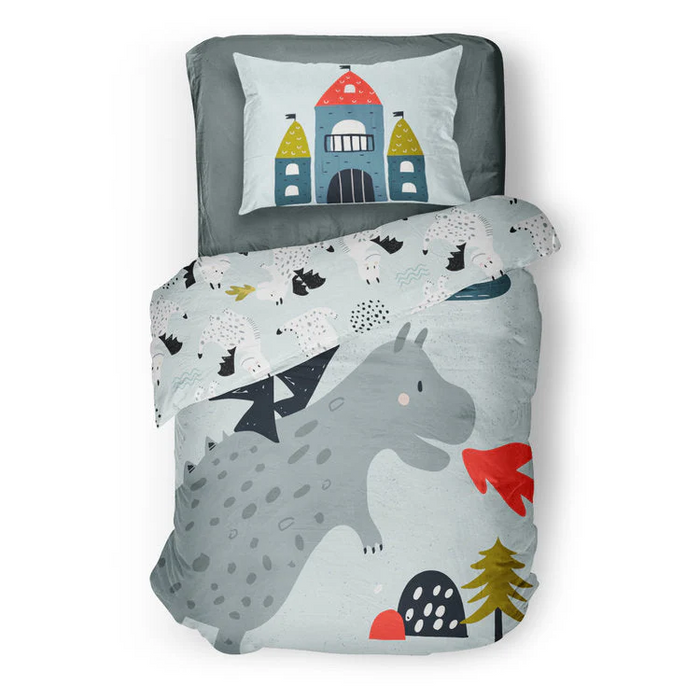 Housse de couette ou douillette chevalier -réversible ( fait au québec) - taie incluse