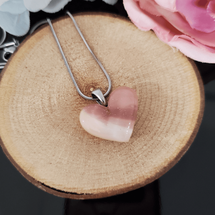 Coeur beige et vieux rose