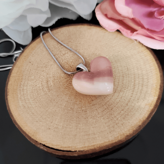 Coeur beige et vieux rose