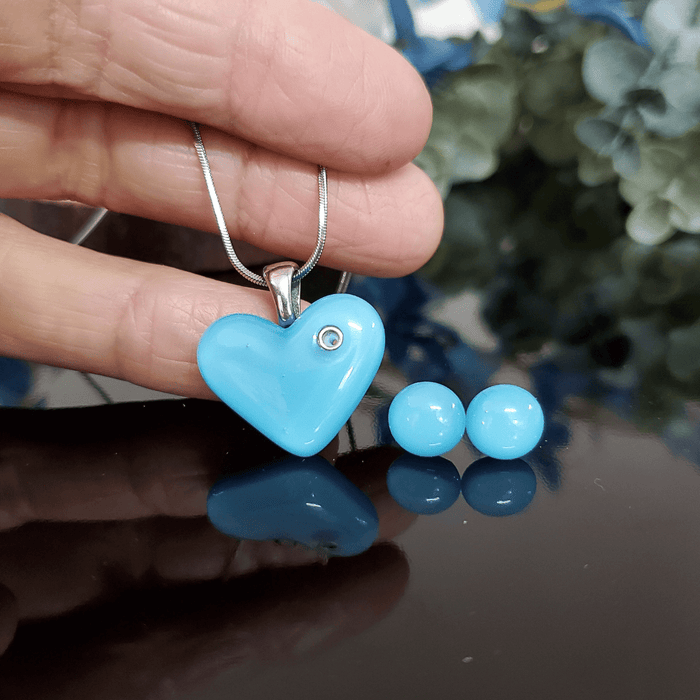 Coeur bleu poudre - Bijoux Le fil d'Ariane