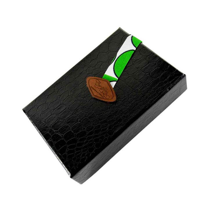 Noeud papillon vert - pois blanc pagne wax et soie