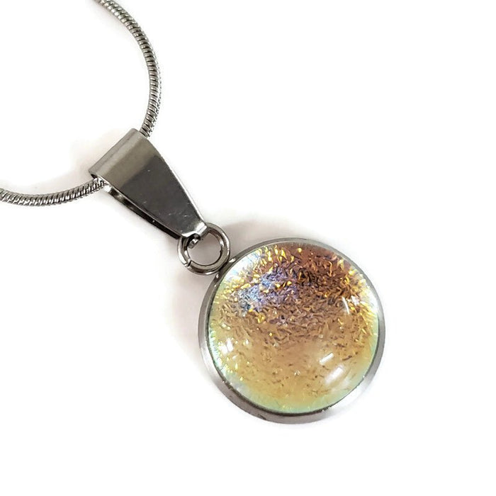 Collier cabochon, orange transparent, verre fusion