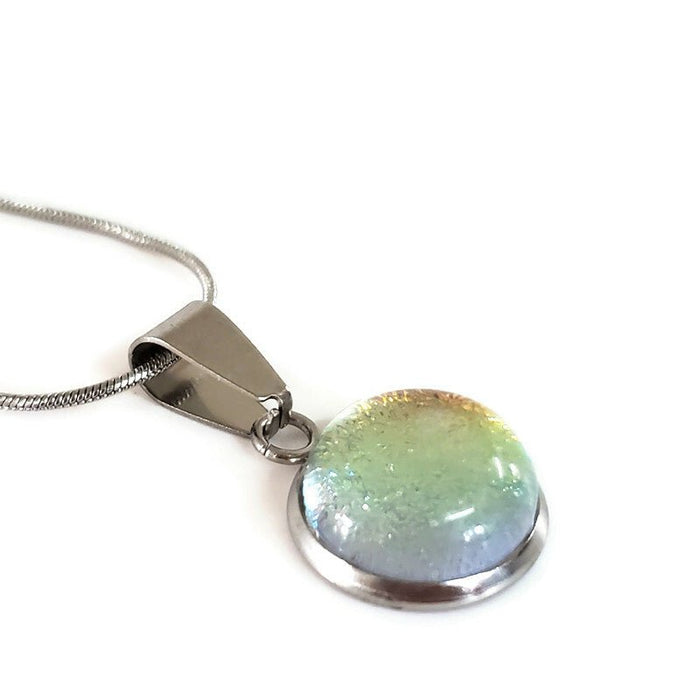 Collier cabochon, orange transparent, verre fusion