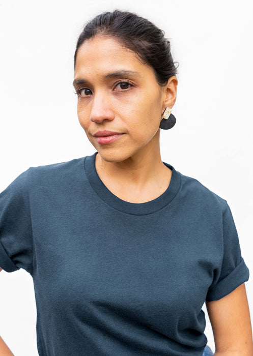 2 t-shirts noir - bleu pacifique