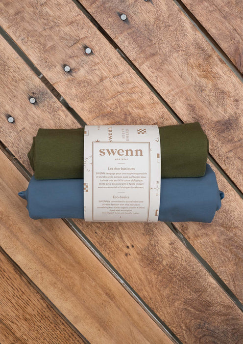 2 t-shirts kaki - bleu pacifique