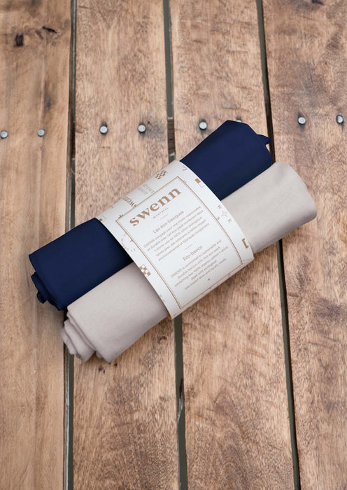 2 t-shirts bleu marine - naturel