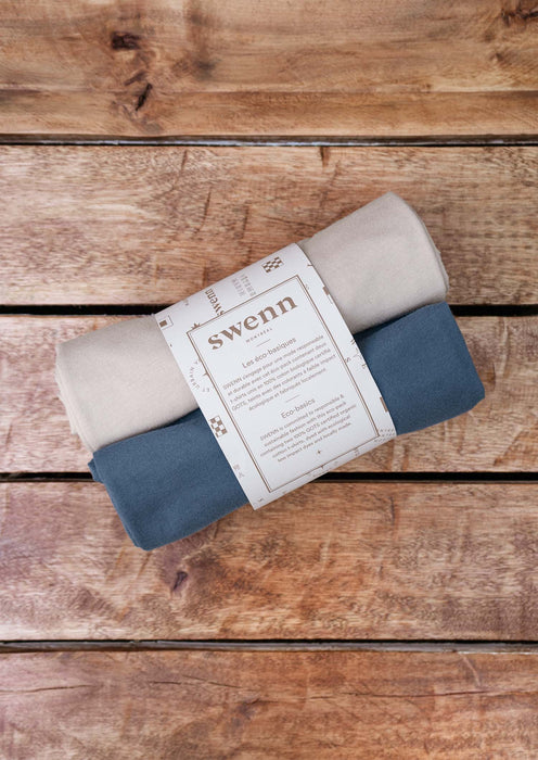 2 t-shirts naturel - bleu pacifique