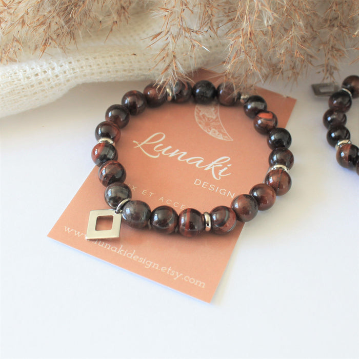 SAUVAGE | Bracelet en oeil de taureau et acier inoxydable - Lunaki Design